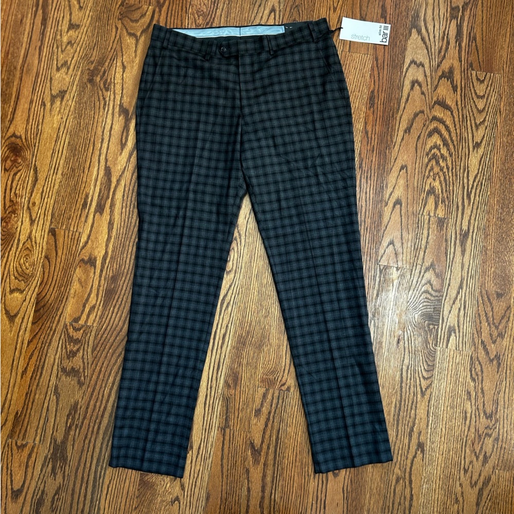 Bar III Men's Dark Plaid Chinos, 36W x 34L, new with tags